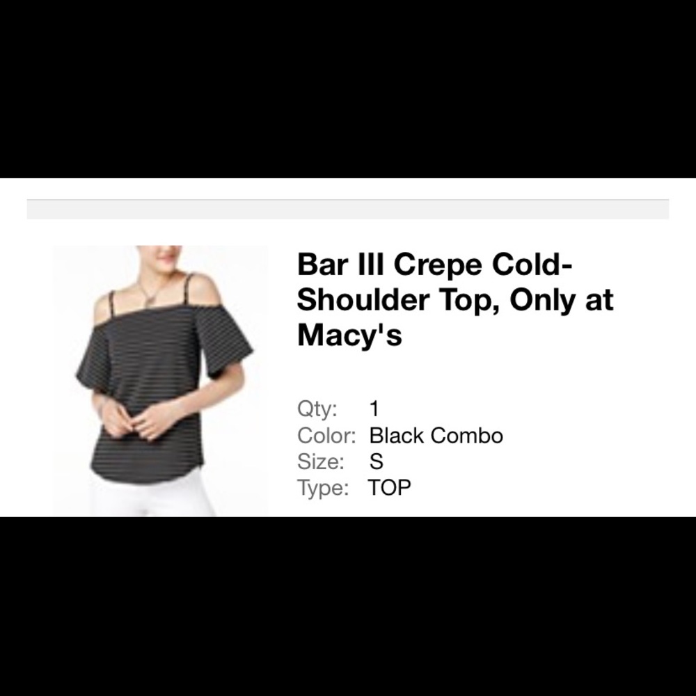Bar III Flutter-Sleeve Cold-Shoulder Striped Top